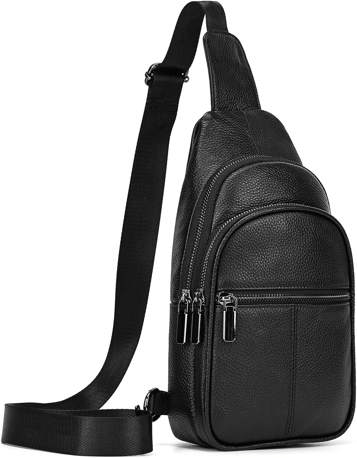 LUUFAN Men's Genuine Leather Sling Bag Chest Shoulder Backpack Crossbody Bag for Casual Sports Hiking Running Travel