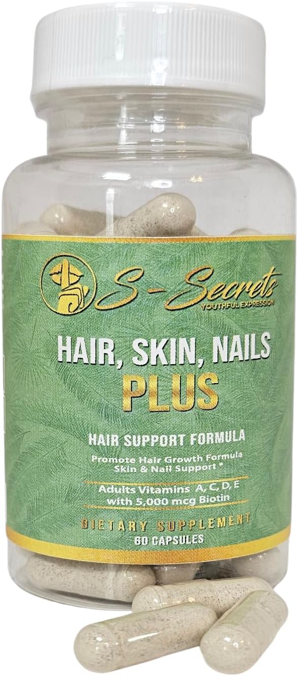 S-Secrets Hair, Skin & Nails Vitamin – Non-GMO Multivitamin for Hair, Skin & Nails | Biotin 5,000 mcg per Serving | 30-Day Supply (60 Capsule) - Image 6