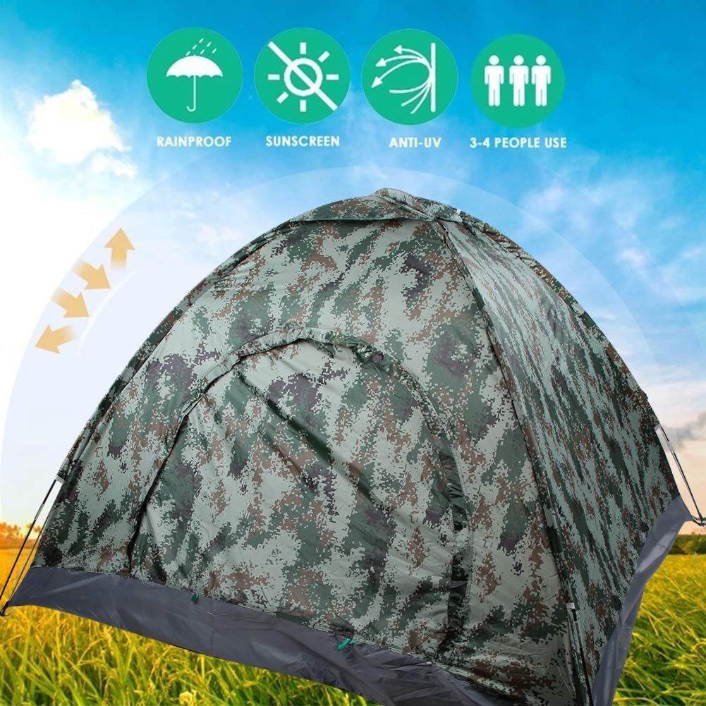 Tente de Camping, Tente de 3-4 Personnes Tentes Dôme Imperméable et Coupe Vent Portable pour Camping Extérieur Randonnée