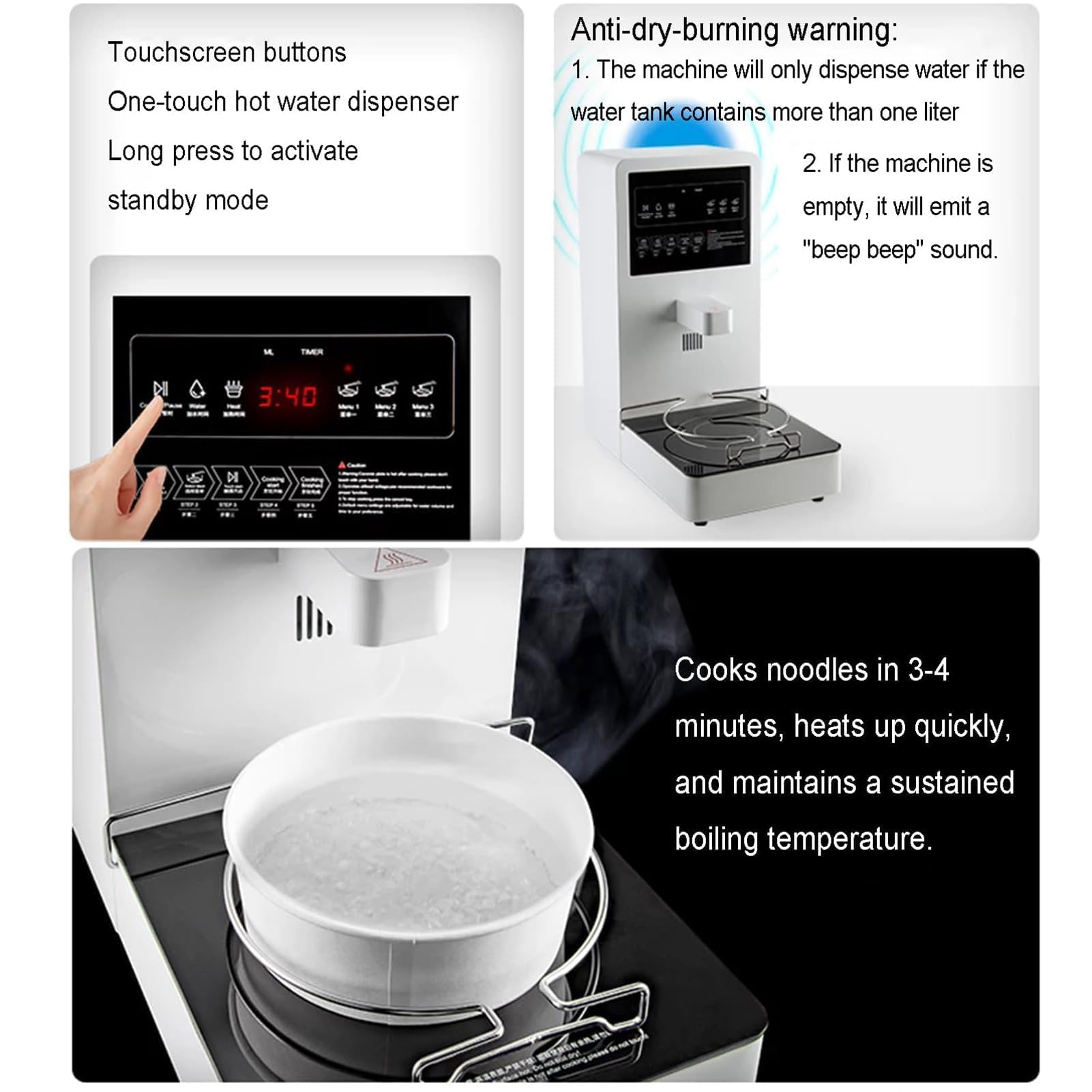 Cuocipasta Istantaneo a Servizio Automatico, Cuocipasta Commerciale da 2100W con 100 Ciotole Usa e Getta Extra per Negozio di Comodità, Scuola, Ufficio, Mensa