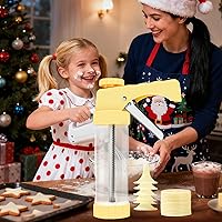 Vista 7 de Prensa de galletas, prensa de galletas Spritz para hornear, kit de pistola prensadora de galletas espesante con 16 discos y 6 boquillas de glaseado