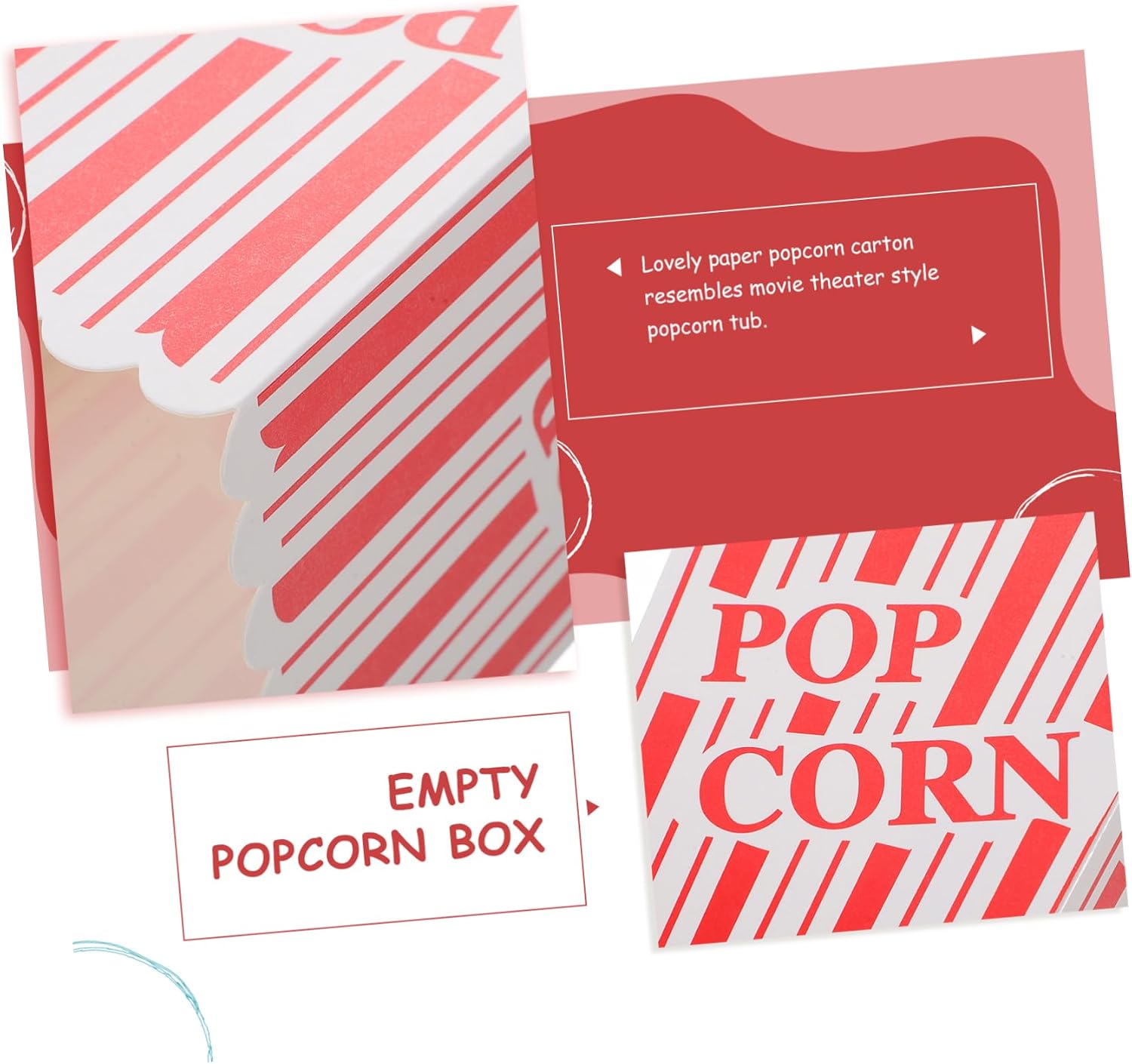 6 Pack Disposable Popcorn Boxes Paper Cups for Party Snacks image 2