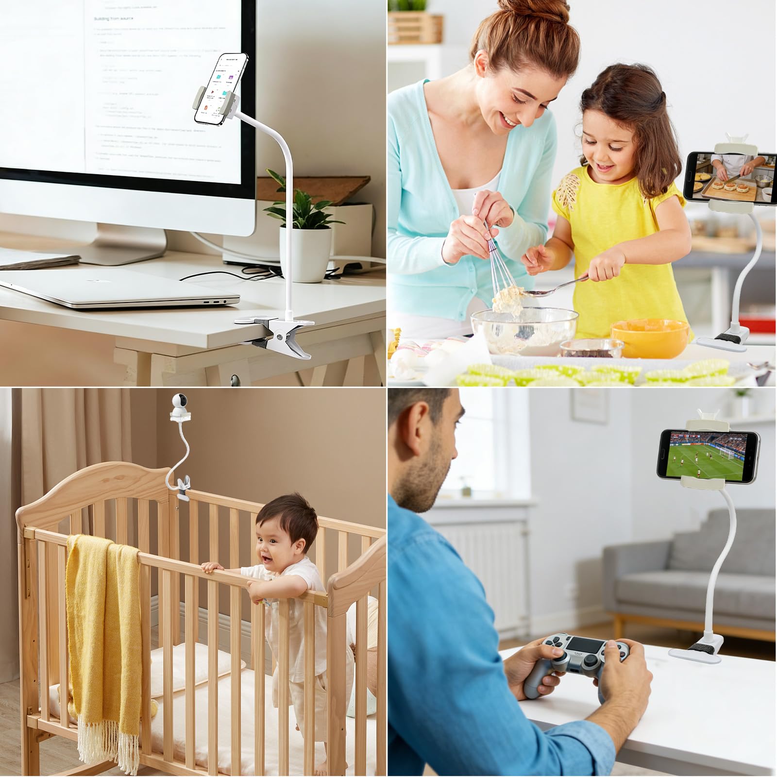 Kamera Halterung 40 cm Lang Kompatible mit HelloBaby Kamera Holder Kompatible mit GHB Flexible Monitor Halterung Kompatibel für Philips Avent Klemmerhalter Ständer Handyhalter