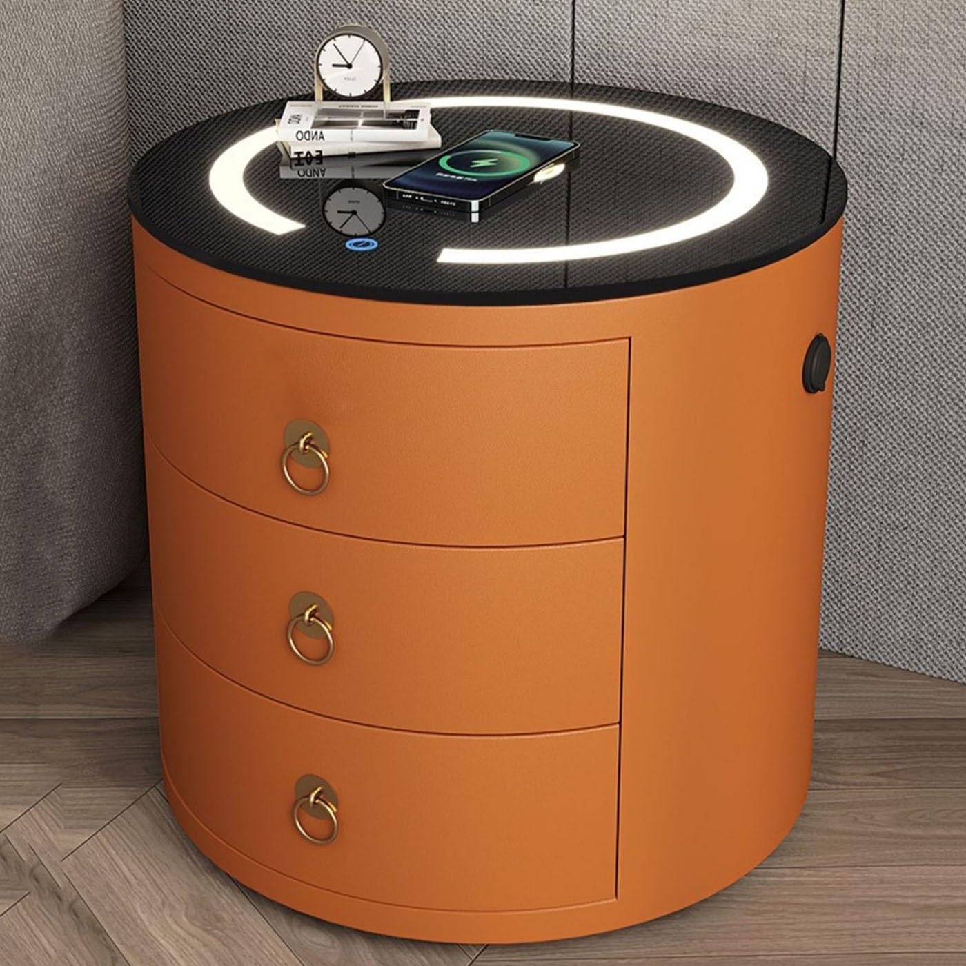 BHGFYXBS Smart Nightstand With Charging Station And Usb Port Bedside Table With 3 Color Led Lights,End Side Table Sofa Table