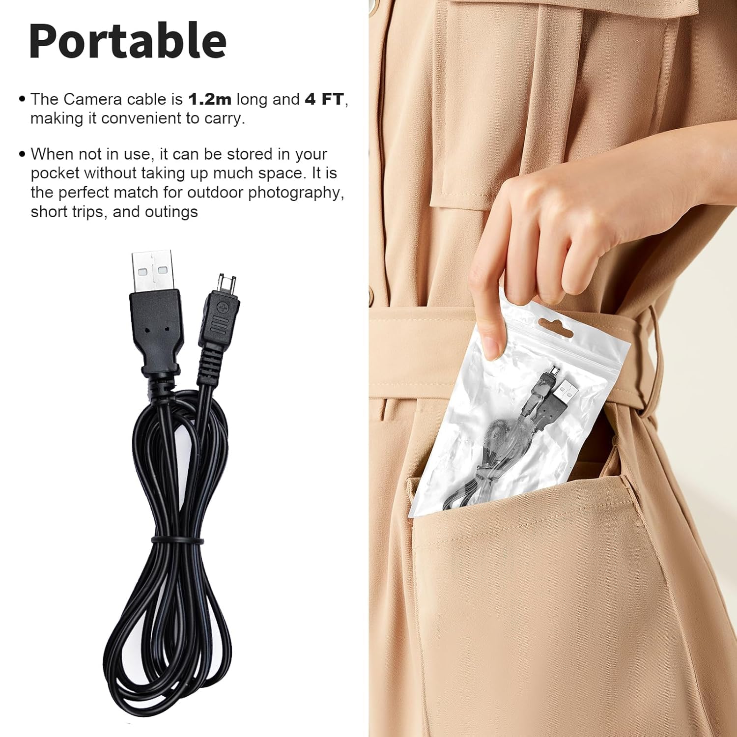 CA-110 kabel zasilający USB, zapasowy kabel do ładowania, kompatybilny z Canon VIXIA HF R800, R700, R500, R600, M50, M52, M500, R20, R21, R30, R32, R40, R42, R50, R52, R60, R62, R62 200 RR20300 R400