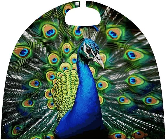 Renaissance Cape Halloween Costume for Men Women Blue Peacock Vintage Capelet for Cosplay Parties