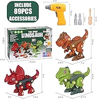 Vista 7 de Sanlebi Take Apart Dinosaur Toys for 4 5 6 7 Year Old Boys Kids Building Toy Set with Electric Drill Construction Engineering Play Kit STEM Learning