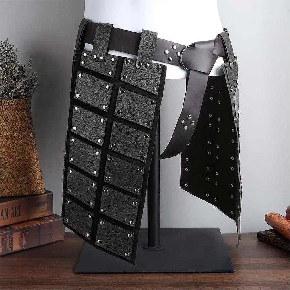 Protection De Cuisses Médiévale / Ceinture Cosplay - Cuir, Double Face, Réglable - Pour Costume Homme, Fête, Renaissance