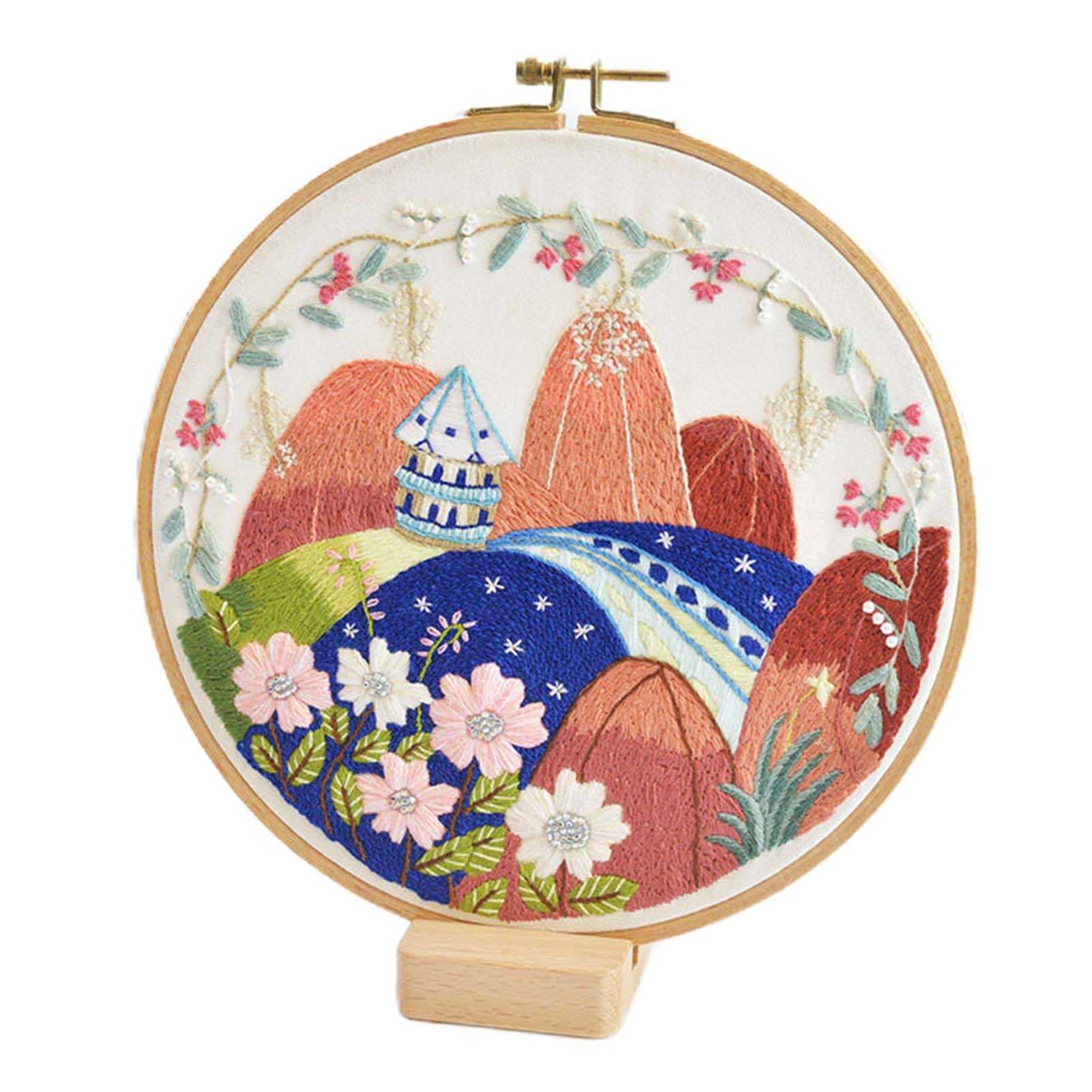 DACUN Igła do dziurkowania zestaw startowy dziurkacz igła narzędzie gwintownik tkanina haft obręcz przędza dywan dziurkacz igła dorośli prezent rzemieślniczy (kolor: mała rzeka, rozmiar: 18 cm x 18 cm)