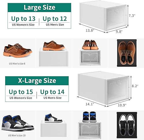 Vista 14 de YITAHOME Cajas de almacenamiento apilables XL, 18 organizadores y cajones para zapatos, color negro (tamaño extra grande)