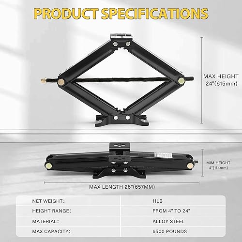 Miniatura 2 de Estabilizador de gato de tijera para autocaravana, 6500 libras, resistente, 24 pulgadas, estabilizador de remolque, nivelación, gato de tijera para