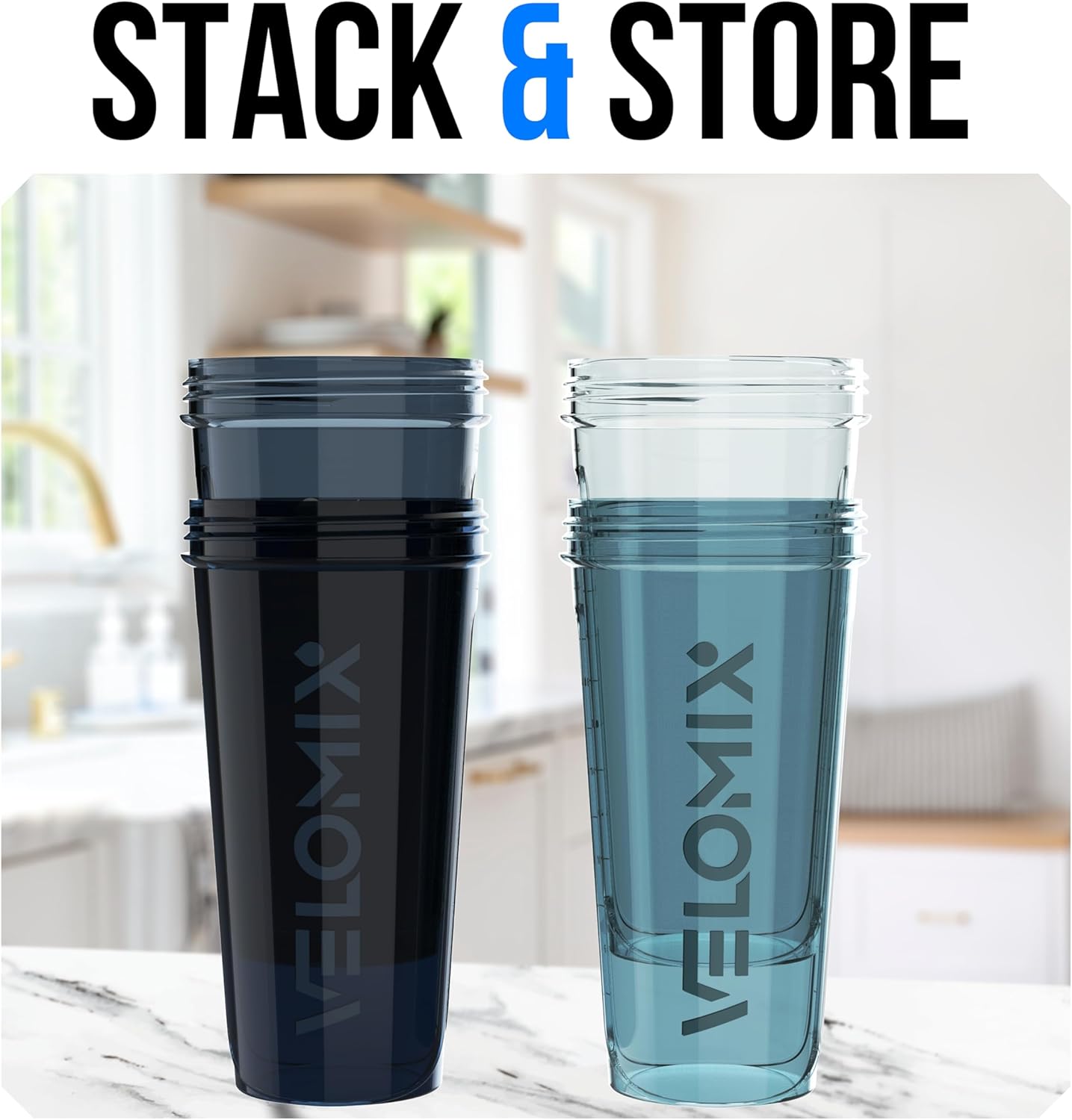 VELOMIX -4 PACK 28 Oz Protein Shaker Bottle for Protein Mixes - 4x Wire Whisk | Leak Proof Shaker Cups for Protein Shakes | Protein Shaker Bottle Pack | Protein Shake Cup (Aqua Depths) - Image 6
