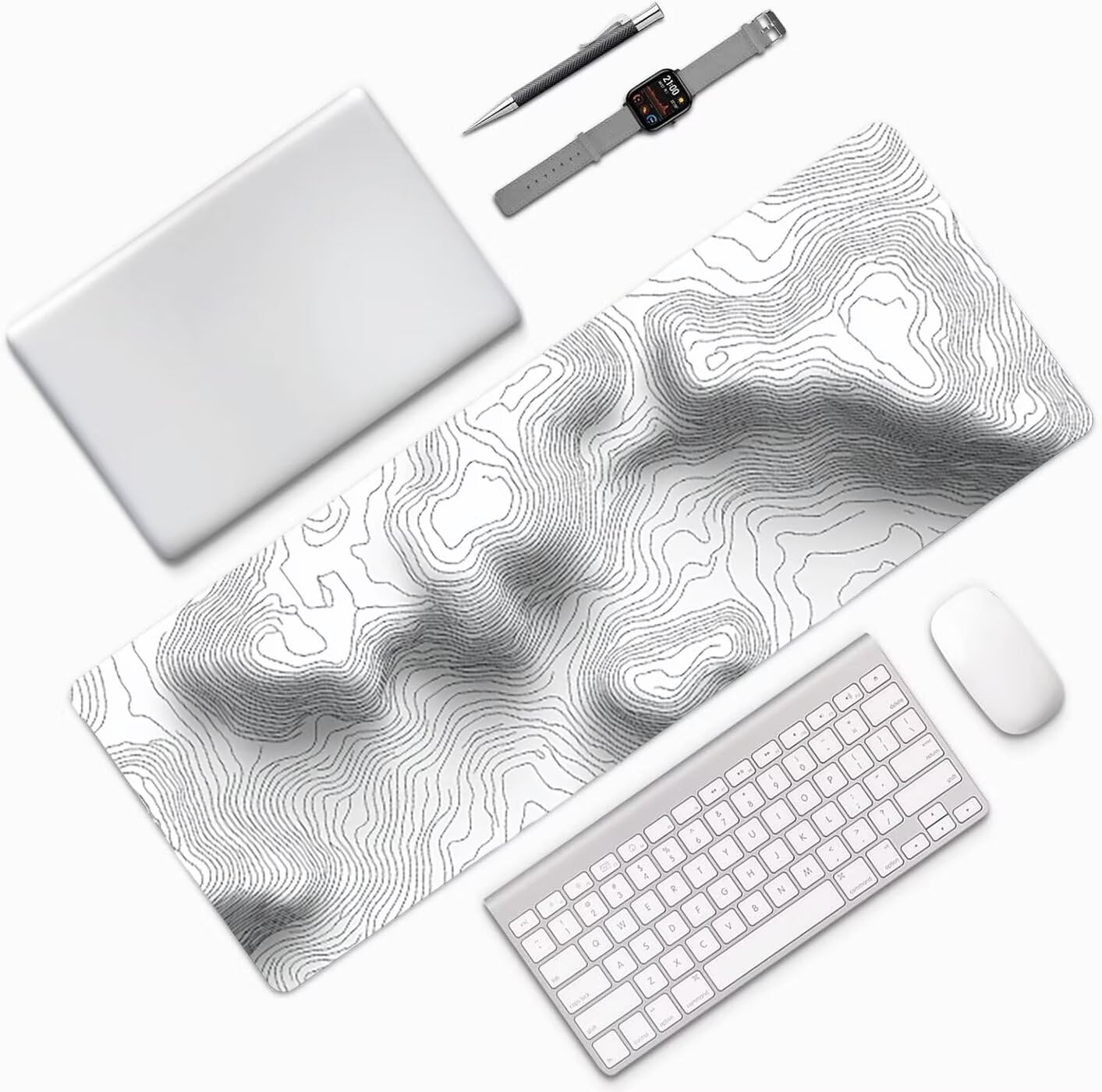 Lpfieonn Einfach Großes Schreibtischunterlage, XXL Schreibtischunterlagen, Weiß XXL Wasserdicht Gaming Mousepad mit Vernähter Rand und Rutschfeste Gummibasis, für Laptop/Hause/Büro 120x60cm PF-3881