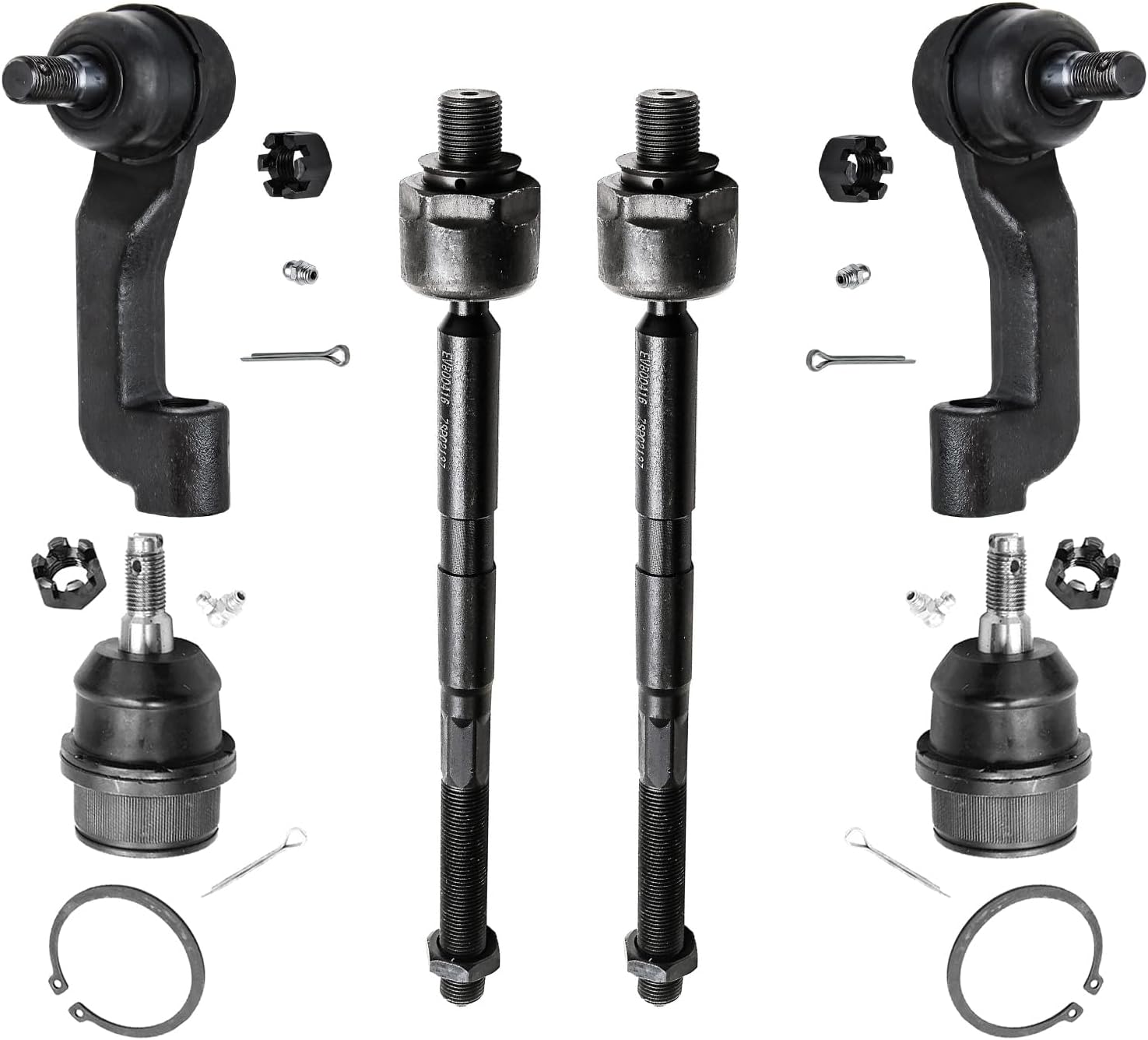Detroit Axle - Front Tie Rods Ball Joints for 2008-2012 Jeep Liberty 2007-2011 Dodge Nitro 2 Lower Ball Joints 4 Inner & Outer Tie Rod End Links 2009 2010 Replacement - 6pc Set