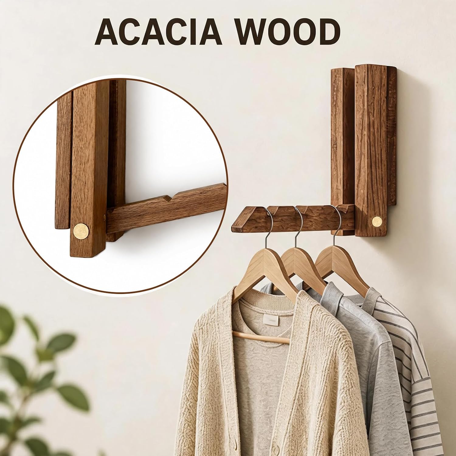 2 Pack Wall Mounted Drying Rack, Laundry Drying Rack, Foldable Wooden Wall Organizer Multi Slot for Bathroom Laundry Room Closet Balcony Bedroom