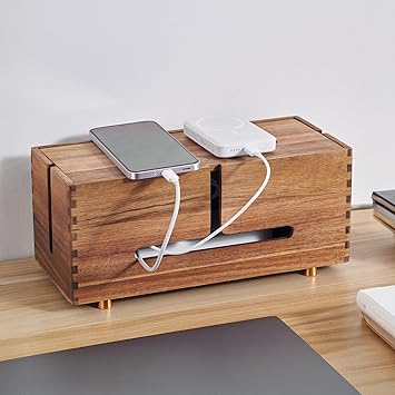 Acacia Wood Cable Management Box