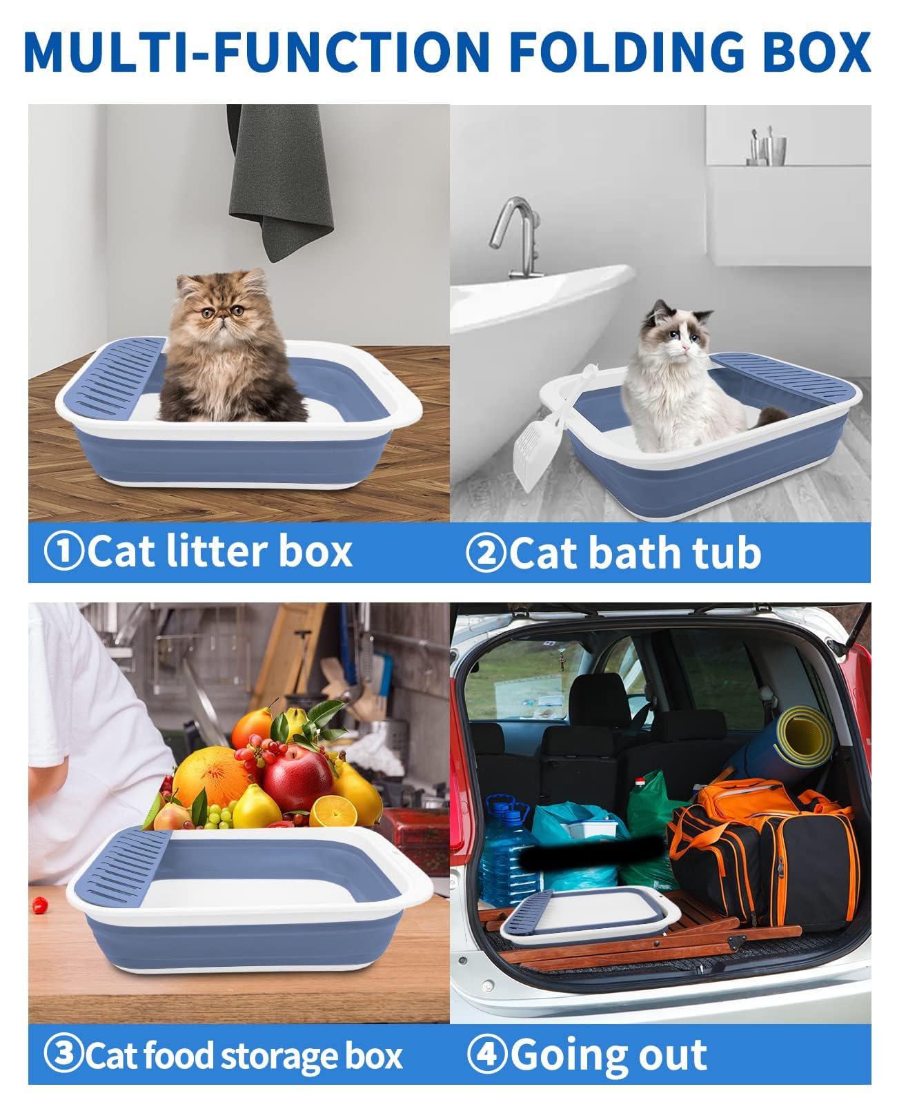 BNOSDM Faltbare Katzentoilette – Offenes Design, Niedriger Einstieg – Für Reisen & Zuhause