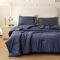 Vista 118 de ROSGONIA Juego de edredón tamaño Queen, color gris carbón, 3 piezas (1 edredón gris oscuro y 2 fundas de almohada) para todas las estaciones, ropa