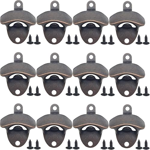 Abrebotellas montado en la pared, 12 piezas, abrebotellas de cerveza vintage, adecuado para bares, KTV, hoteles, hogares