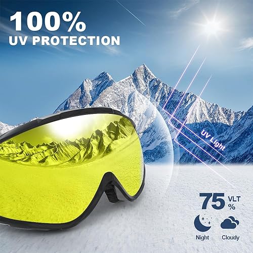 Miniatura 5 de findway - Gafas de esquí, 100% protección contra rayos ultravioleta, OTG, gafas de nieve para hombres, mujeres y jóvenes