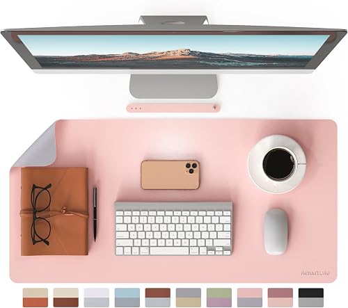 RENMTURE Double-Sided Two-Tone Faux Leather Desk mat Desktop Organization and Ac
