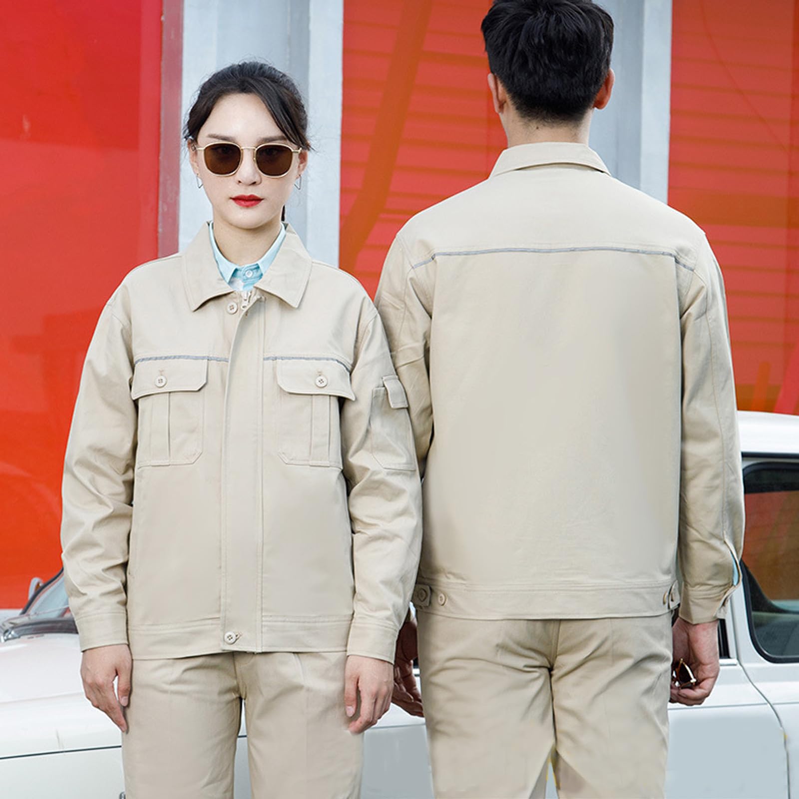 Combinaison À Manches Longues Unisexe Coton Salopette Zip Up Workwear Shirt & Pants Set Anti Static Vêtements De Travail