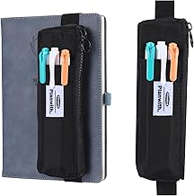 Black Elastic Pen Holder, Pen Bag for Notebook, Zip Pen Case with Elastic Band, Small Pencil Case with Elastic Band, Reusable for Diary, Notebook, Planner, Books
