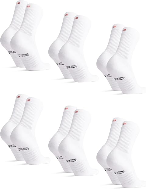 DANISH ENDURANCE Chaussettes de Tennis en Coton, Lot de 3 ou 6 | Chaussettes de Tennis en Coton, Rembourrées et Respirantes, pour le Sport et le Quotidien, Unisexe