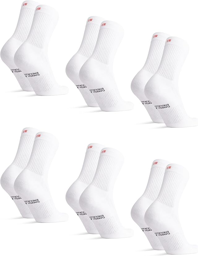 DANISH ENDURANCE Chaussettes de Tennis en Coton, Lot de 3 ou 6 | Chaussettes de Tennis en Coton, Rembourrées et Respirantes, pour le Sport et le Quotidien, Unisexe