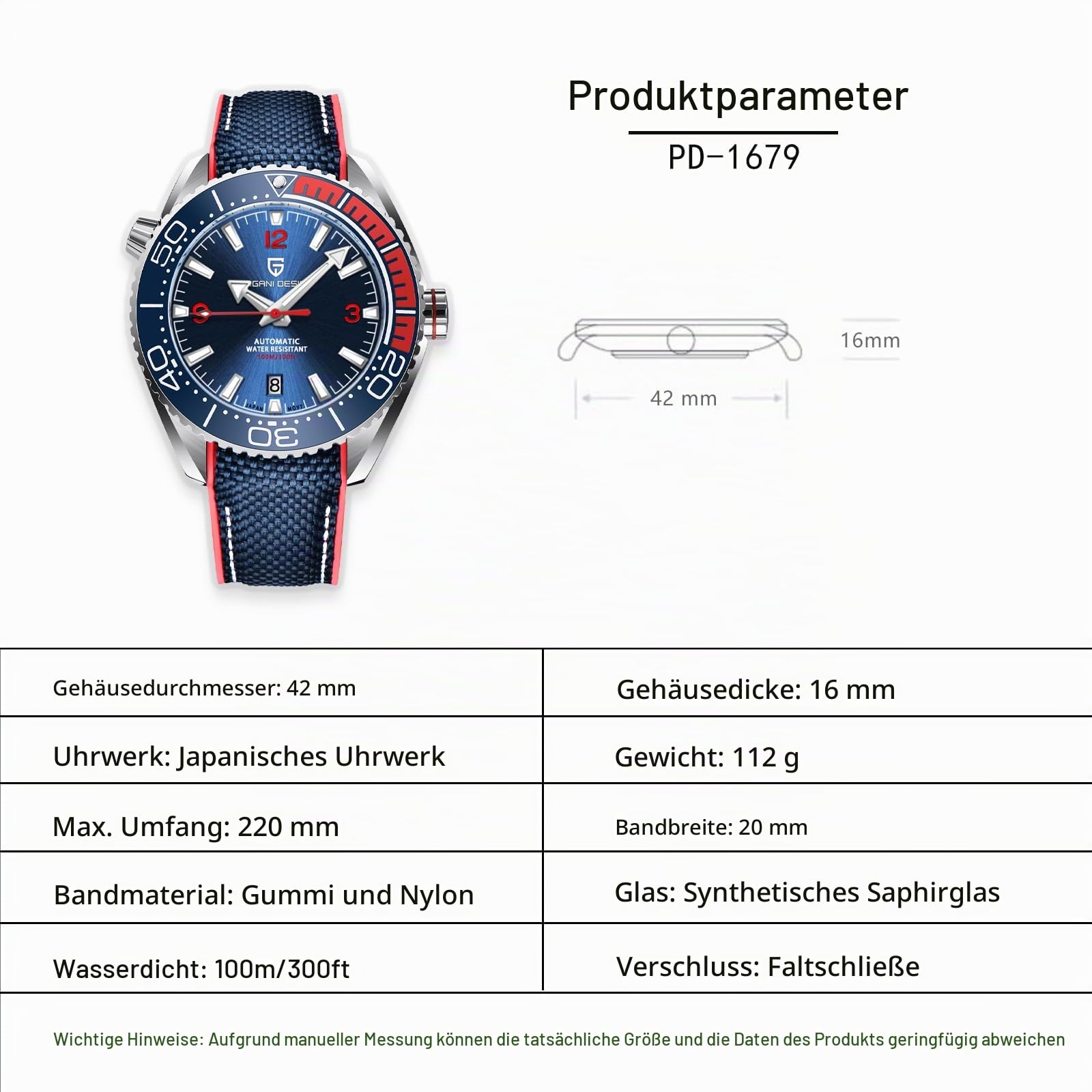 Pagani Design Herrenuhr Automatik Mechanische Uhr Keramiklünette Edelstahl 100m wasserdicht Tauchen Sportarmband Datum Leuchtend Luxusuhr Kautschukarmband