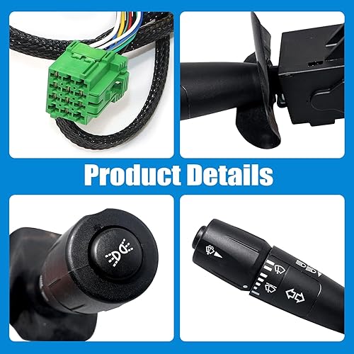 Miniatura 7 de XQSMWF Interruptor de señal de giro con 8 cables, color negro, compatible con Peterbilt y Kenworth #P271067 P27-1067 P27-6221 TRW480791 20548AA