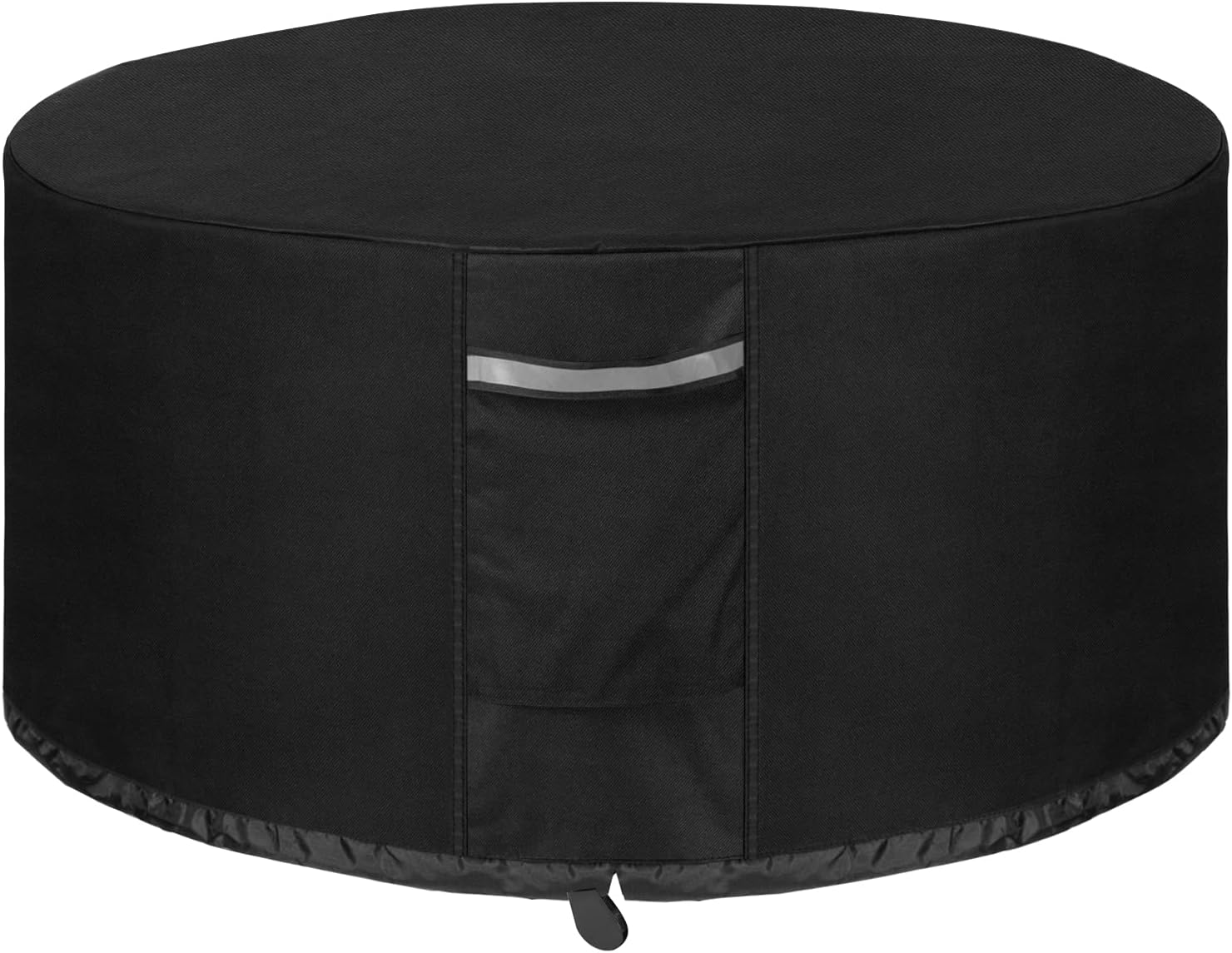 Sunolga Black Fire Pit Cover Round with Windproof 600D Oxford Fabric and Water Resistant PVC Coating 50" D x 24" H : Patio, Lawn & Garden