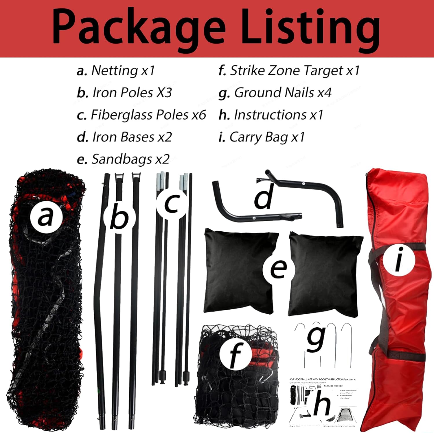 PGL Football Kicking Training Net – 4×7 FT Heavy-Duty Field Goal for Throwing with Target Zone - Sideline Practice for Punting or Place Kicks with Carry Bag and Weighted Sandbag