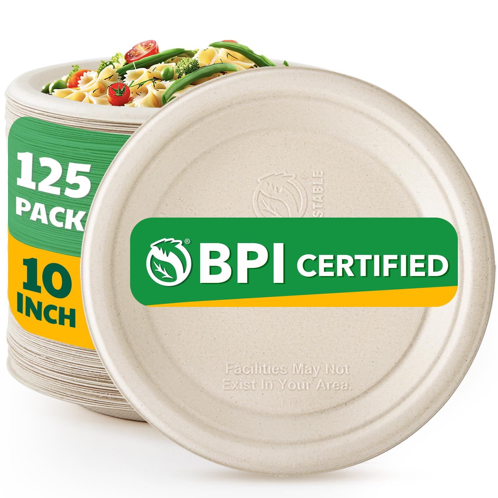 Joyborn Compostable Paper Plates 125 Count
