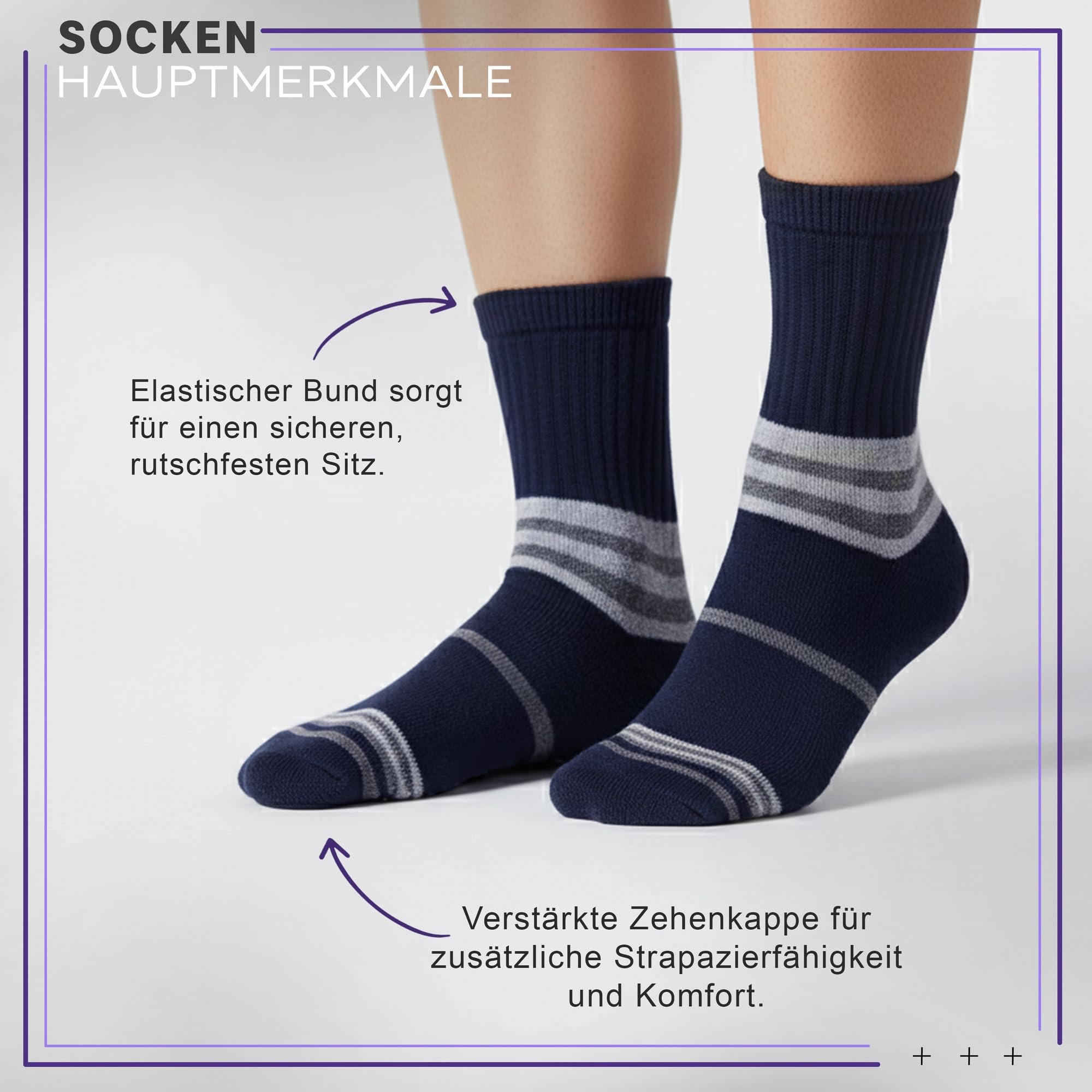 German Wear Sportsocken Frotteesocken Atmungsaktive Trainingssocken für Laufen Fitness & Alltag Socken
