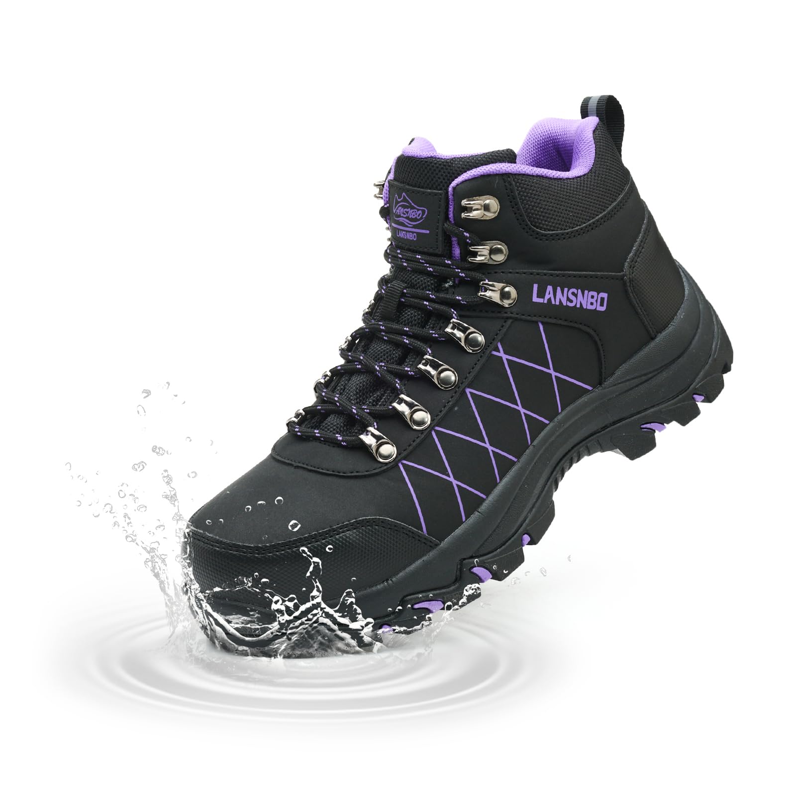 LANSNBO Waterproof Steel Toe Boots for Women Wide Width Non Slip Work Shoes Lightweight Slip Resistant Safety Toe Sneakers Indestructible Construction Composite Toe Footwear