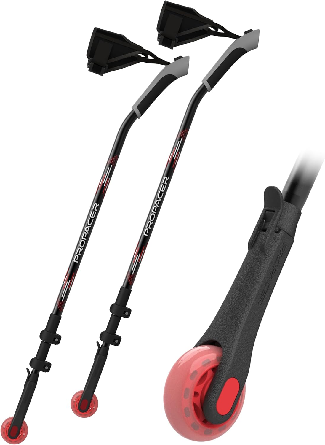 2nd Generation Nordic Walking Poles with Silent Flash Wheels, Dual Purpose Hiking Sticks