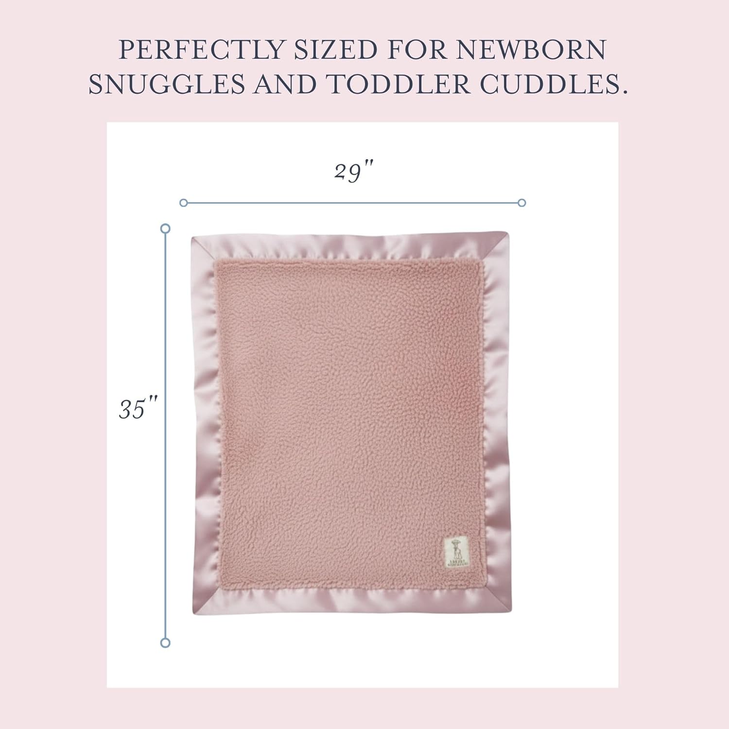Little Giraffe Chenille Baby Blanket – 29x35” Soft Chenille with Satin Trim, Dusty Pink | Ultra-Soft, Gentle & Safe, Lightweight & Breathable for Newborns & Toddlers - Image 3