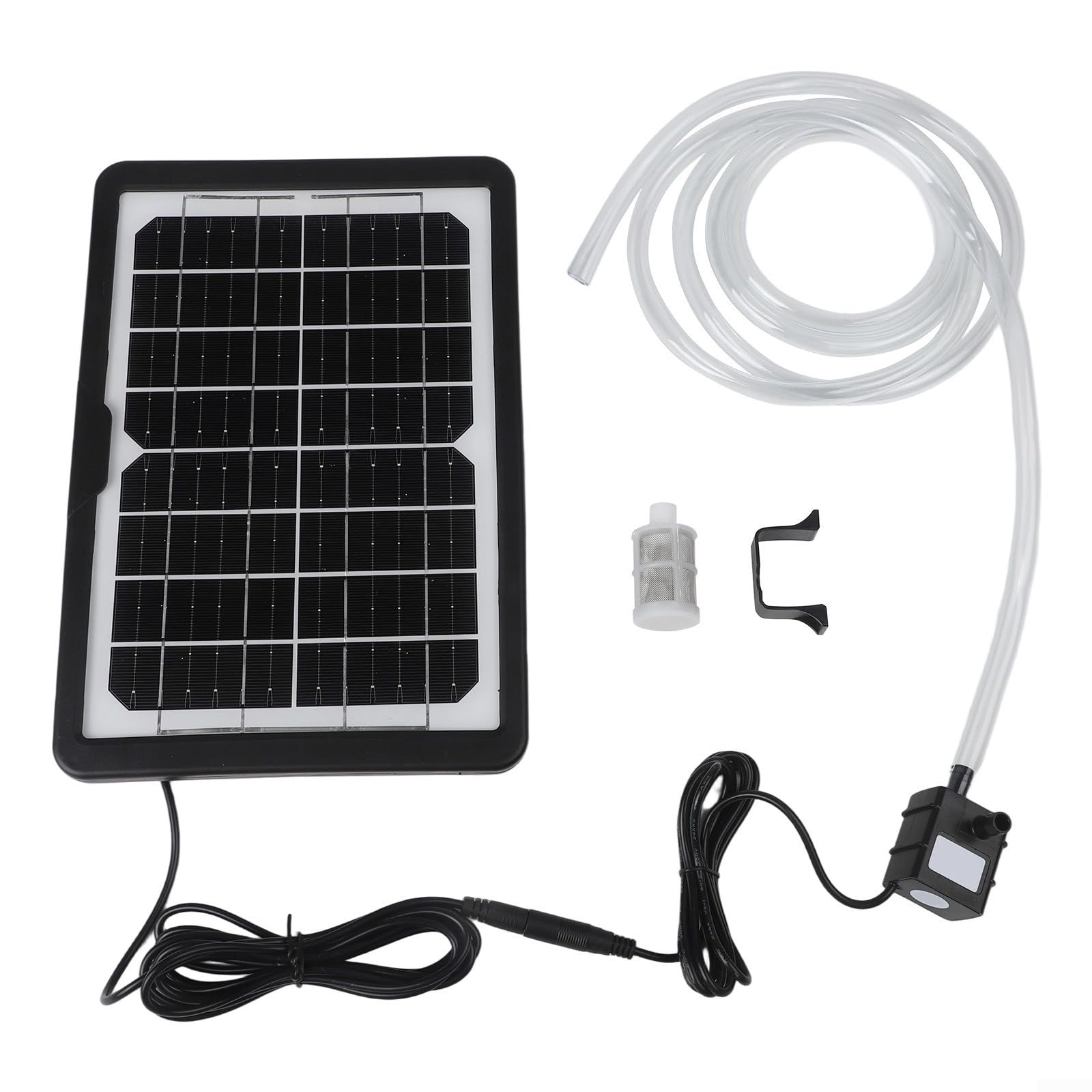 Solar Powered Fountain Pump, 6W 9V Water Pump with Transparent Hose and Filter, Adjustable Panel Bracket 240L/H Flow Rate, for Fish Tank Pond, Aquarium Rockery Fountain, Garden Outdoor Use