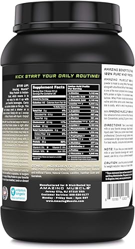 Miniatura 3 de Amazing Muscle - Polvo de proteína de suero 100% fórmula avanzada con aislado de proteína de suero junto con concentrado de proteína de suero ultra