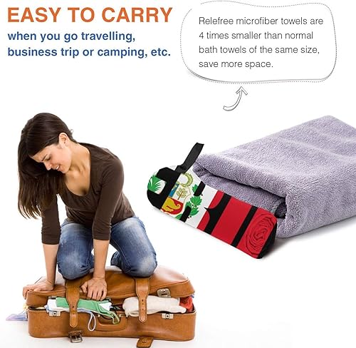 Miniatura 5 de Flag of Peru - Toalla de playa de microfibra, de gran tamaño, de secado rápido, (31.5 x 63 pulgadas), a prueba de arena, absorbentes, compactas,