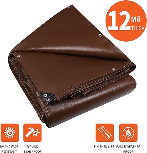 Miniatura 2 de 25 x 40 pies RSW - Lona reversible de seguridad resistente al agua de 12 mil, resistente a los rayos UV, lona a prueba de rasgaduras y desgarros con