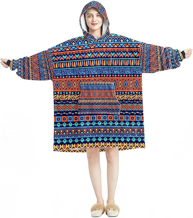 Blanket Hoodie, Casual Soft Microfiber Housecoat, Warm Nightdress for