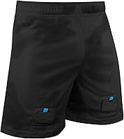 CHAMPRO Rink Textured Mesh Hockey Shorts with Integrated Cup & Sock Tabs - Breathable, Black Small