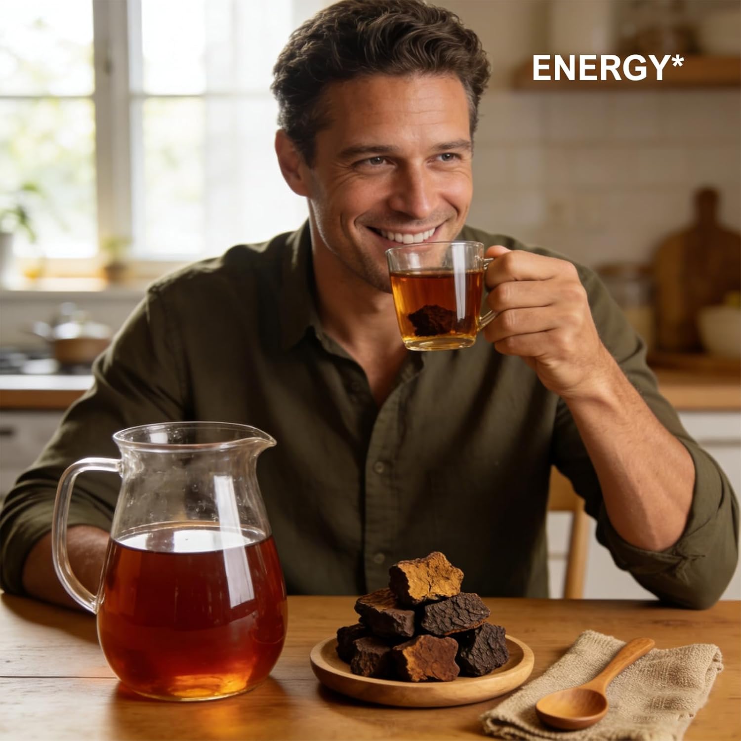 Chaga Mushroom Tea Chunks - 8 Ounce, 100% Wild Harvested with Black Top Crust, Premium Raw Chaga Tea Chunks - Antioxidants, Focus, Healthy Drinks