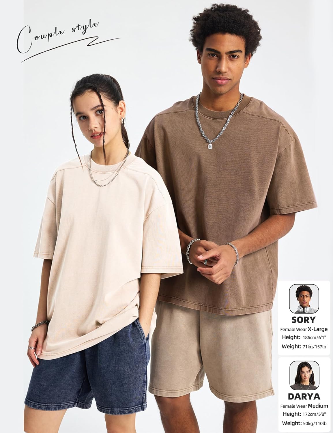 Arssm Mens Oversized T Shirts Cotton Acid Wash Baggy Tees Loose Fit Vintage Heavyweight T-Shirts