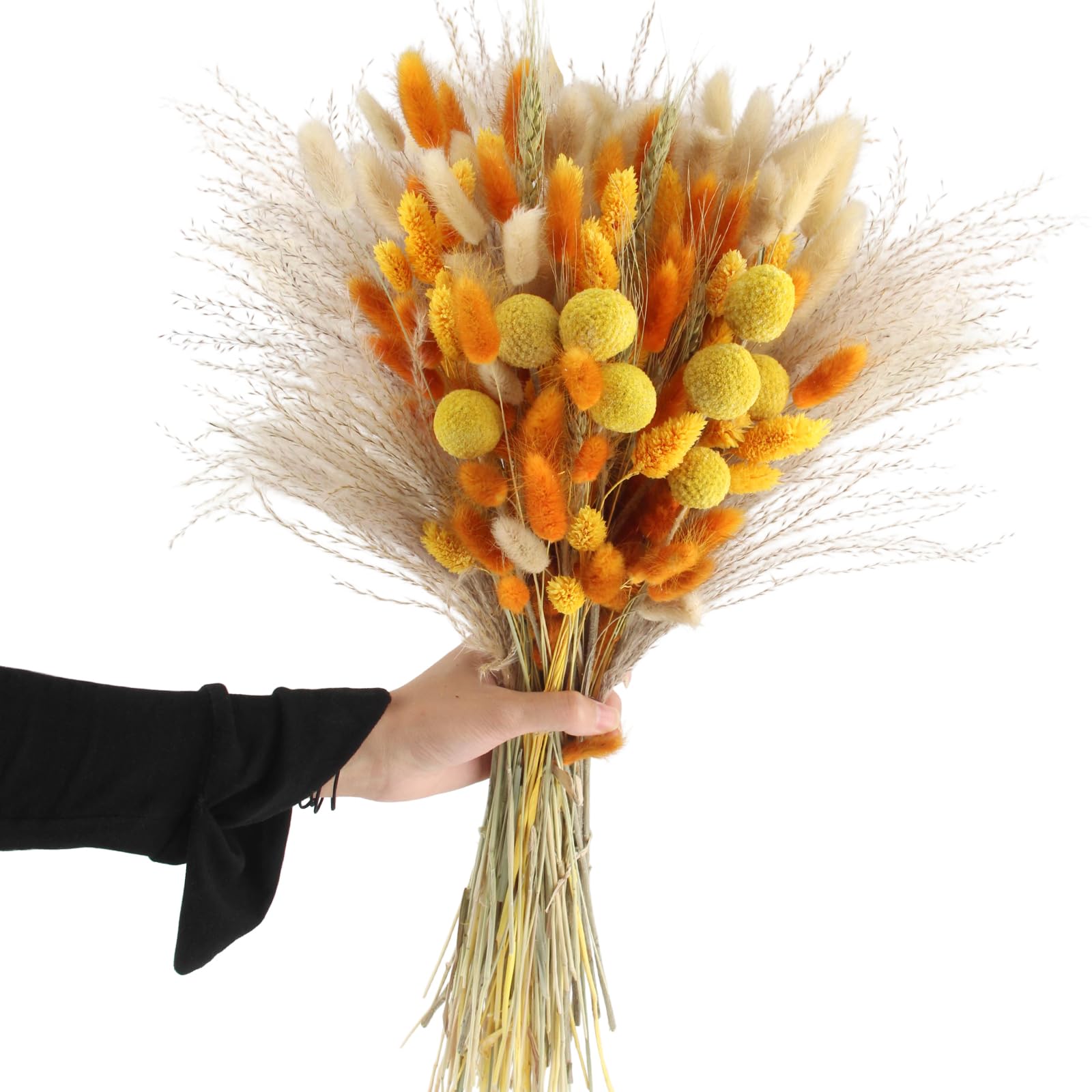 128 Pezzi Bouquet di Fiori Secchi Arancio, Fiori Secchi Decorativi Autunno, Erba di Pampa Essiccata Naturale, Bouquet di Erba Della Pampas per Bomboniere,Matrimonio,Decorazione Della Casa e Partito