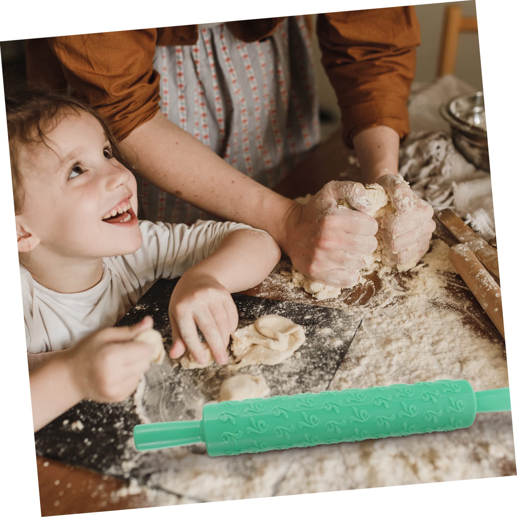 4piezas Rodillo De Cocina Para Masa Relieve Rodillo Para Galletas y Pizza Herramientas De Repostería Plástico De Alimenticio Para Fiestas Infantiles y Reuniones Sociales