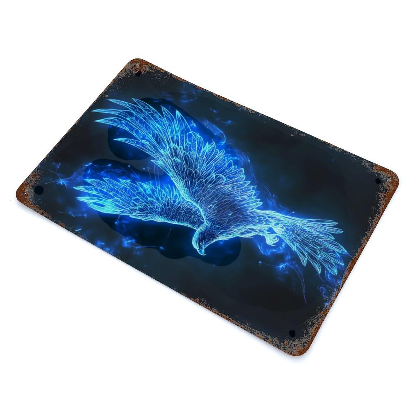 Blue Fire Eagle Decorative Tin Sign 11.8"x7.9", Ideal for Garage, Bar And Workshop Decor