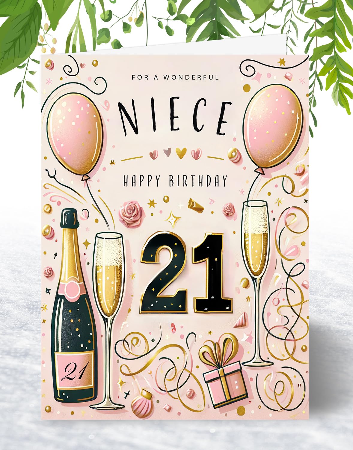 Biglietto Auguri NIQUEA.D Per Figlia - 3D Con Vestito E Palloncini - Per Mia Splendida Figlia - Con Busta Rosa E Sigillo Ceralacca